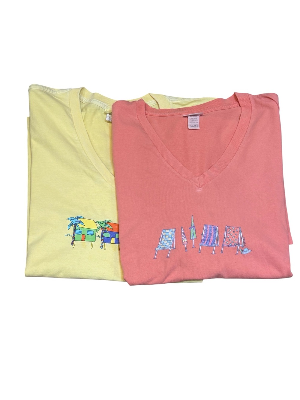 Fresh Produce V-Neck Tee Bundle (2) | Women’s XL | 100% Cotton
